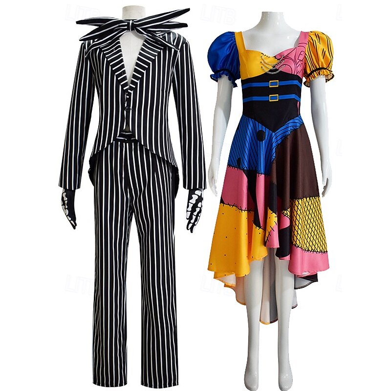 The Nightmare Before Christmas Sally Jack Skellington Halloween Group Couples Costumes Cosplay Movie Cosplay for Men's Women's Adults' Carnival Masquerade Event / Party Masquerade