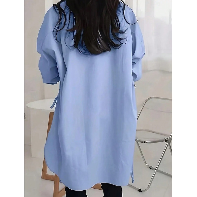 Women's Blouse Work Stylish Modern Long Sleeve Black Spring Fall3