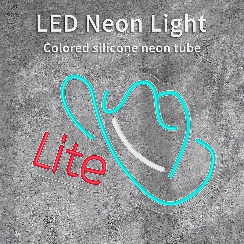 Cowboy Hat Light Neon Signs Ice Blue for Wall Blue LED Neon Lights USB Neon Wall Light Neon Bar Light Up Sign for Bedroom Party Pub Game Zone Decoration2