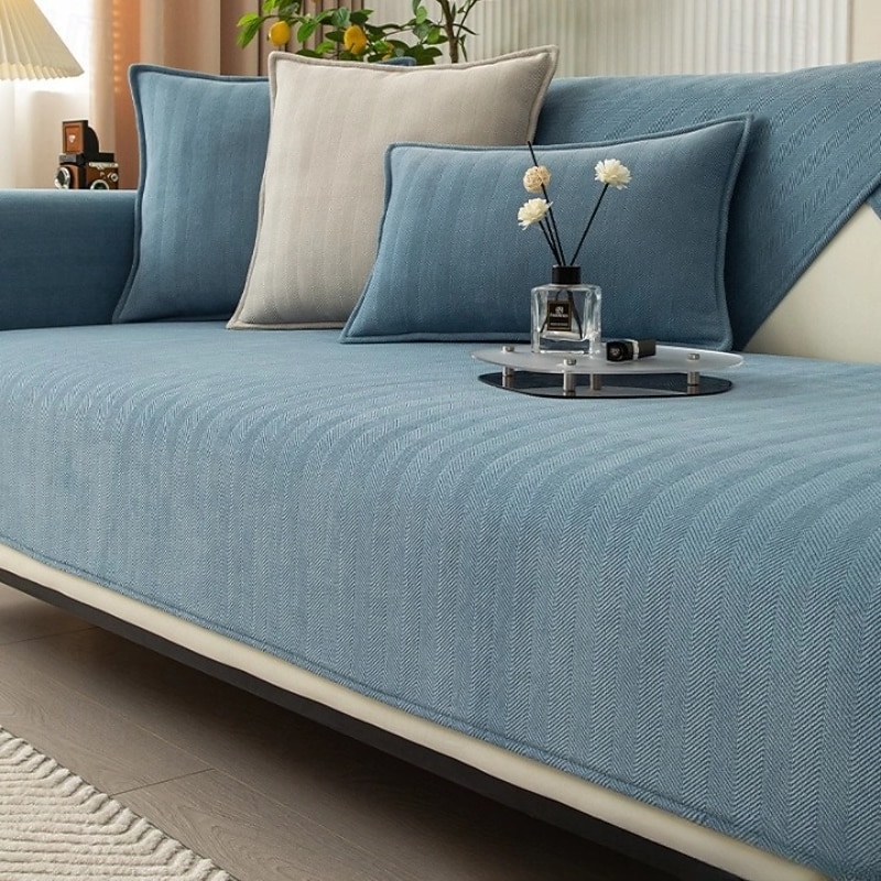 Herringbone Chenille Fabric Waterproof & Antifouling Sofa Covers - Elegant and Durable Design - Protects Against Spills, Stains, and Scratches3