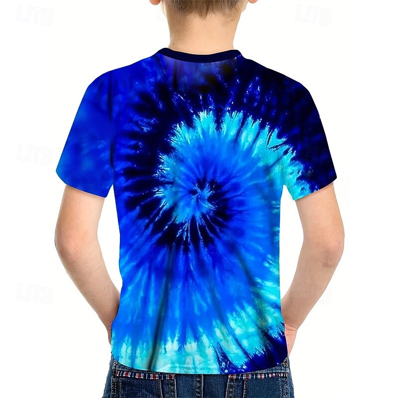 Boys 3D Graphic Tie Dye T shirt Tee Short Sleeve Summer Spring Fashion Basic Kids 4-12 Years Crew Neck Outdoor Casual Daily Regular Fit2