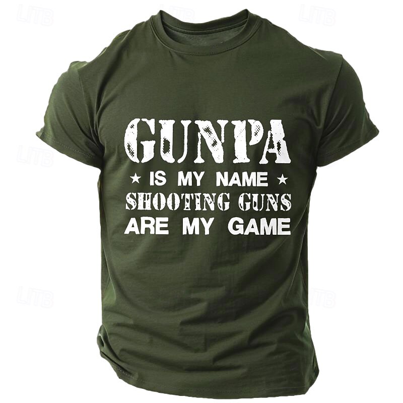 Men's Game Letter Printed Funny Gun T Shirt Tee Top 100% Cotton Short Sleeve Graphic Shirt Black Army Green Dark Blue Comfortable Tee Street Sports Outdoor Fashion Designer Clothing2