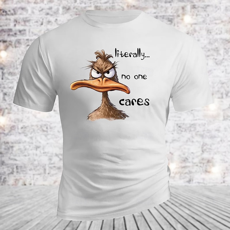 Men's Animal Letter Printed Funny Duck T Shirt Tee Top 100% Cotton Short Sleeve Graphic Shirt Black White Army Green Comfortable Tee Street Sports Outdoor Fashion Designer Clothing2