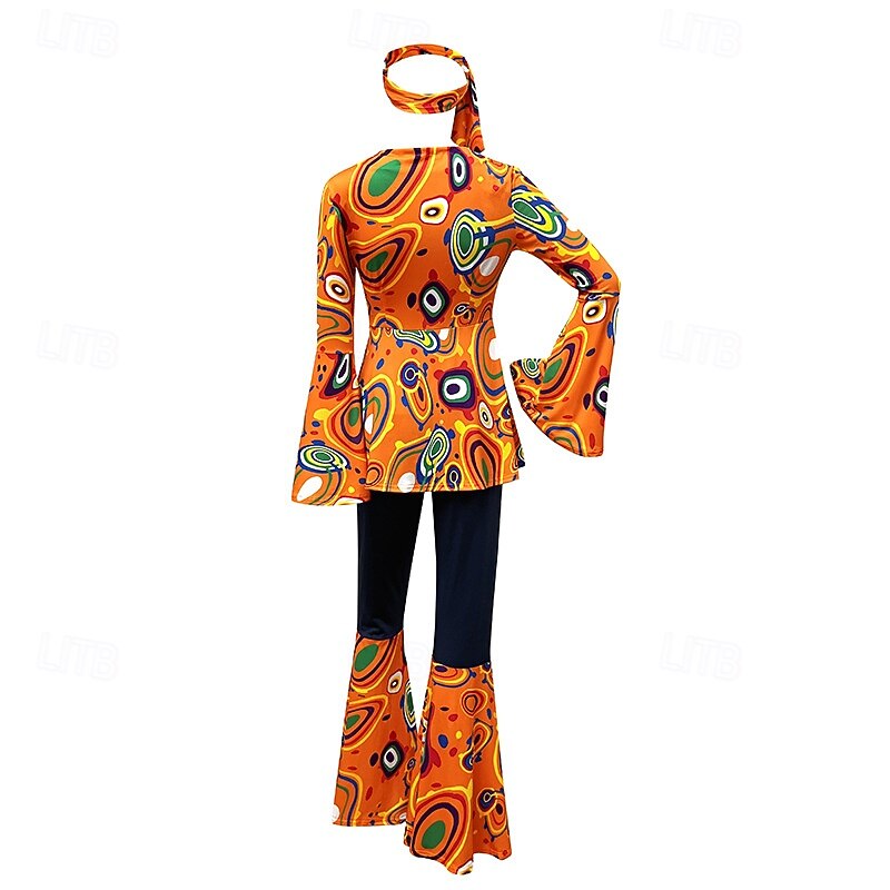 Disco Halloween Masquerade Costume Kings Day Retro Vintage 1970s Adults' Women's Carnival Masquerade Performance Halloween Easy Halloween Costumes Dress Up4