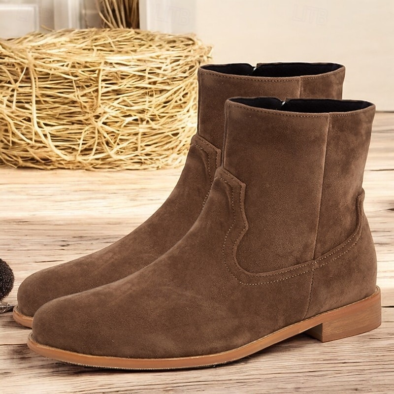Men's Suede Chelsea Boots - Classic Brown Ankle Boots for Casual and Formal Wear