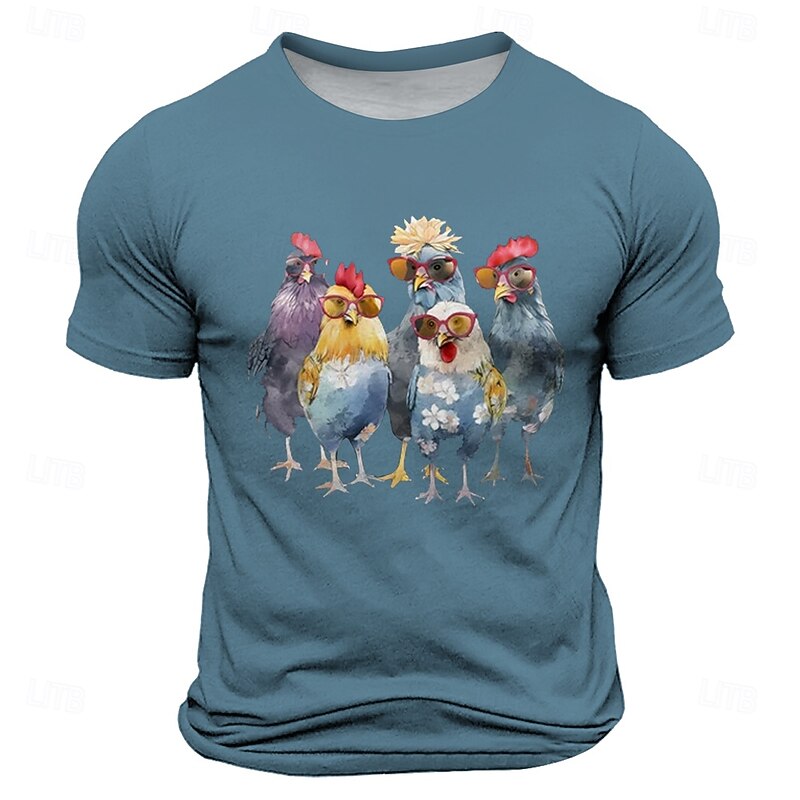Men's Bird T Shirt Short Sleeve T shirt 3D Print Crew Neck Shirt Fashion Athleisure Street Sports Outdoor Black Blue Purple Summer Spring Clothing Apparel S M L XL XXL XXXL2