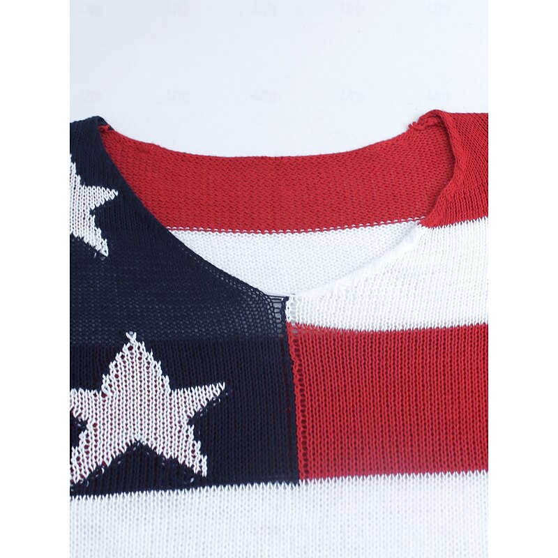 Women's Sweater Casual Soft Graphic V Neck V Neck Long Sleeve Regular Tops Knit Daily White / Black Fall Winter2