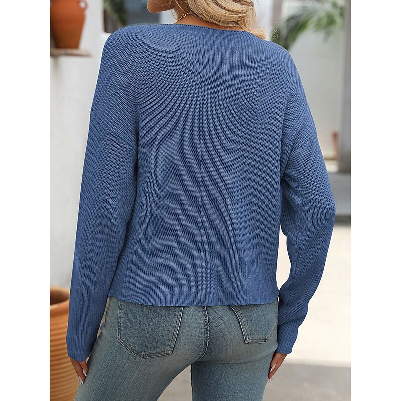 Women's Blouse Solid Color Stylish Modern Long Sleeve Crew Neck Regular Tops Work Pocket Black Blue Green Beige Spring Fall Winter2