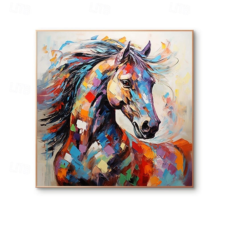 Hand painted Abstract Horse Painting Modern Fine Art Abstract Animal Painting Wall Art Palette Knife Artwork Animalistic Decor for Living Room Stretched Frame Ready to Hang or Unframed2