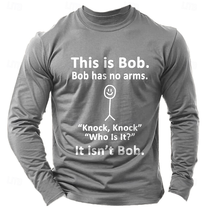 Men's Word / Phrase T Shirt Long Sleeve Shirt 100% Cotton Long Sleeve Graphic Shirt Light Heather Grey Black Wine Comfortable Tee Vacation Street Fashion Designer Clothing2