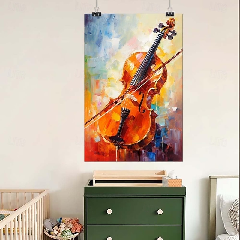Handmade Oil Painting Canvas Wall Art Decoration Abstract Violin for Home Decor Rolled Frameless Unstretched Painting3