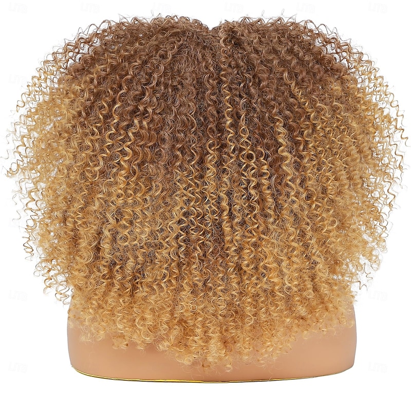 Curly Wig With Bangs Afro Curly Wigs for Black Women Afro Kinky Wig Synthetic Fiber Glueless Full and Fluffy Long Curly Wig for Fashion Women2