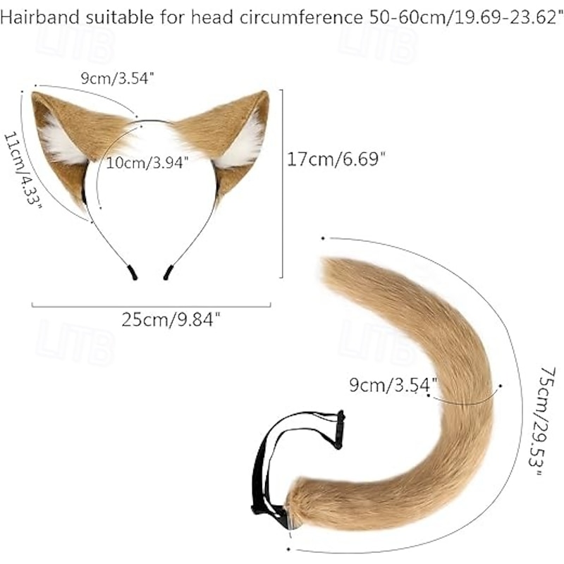 Handmade cos cat Ear cat Tail Suit Plush Animal Ear Hair Hoop cat Niang Comic Exhibition Play Accessories4