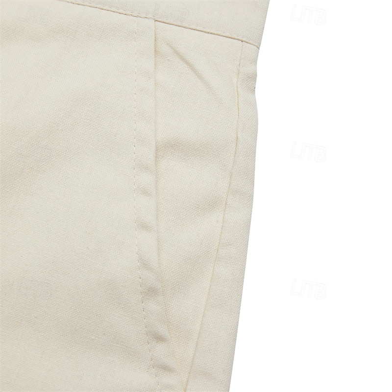 Men's Shorts Linen Shorts Dress Shorts Summer Shorts Beach Shorts Pocket Buttons Straight Leg Plain Comfort Breathable Knee Length Outdoor Casual Daily Fashion Streetwear White+khaki White+Navy Blue3