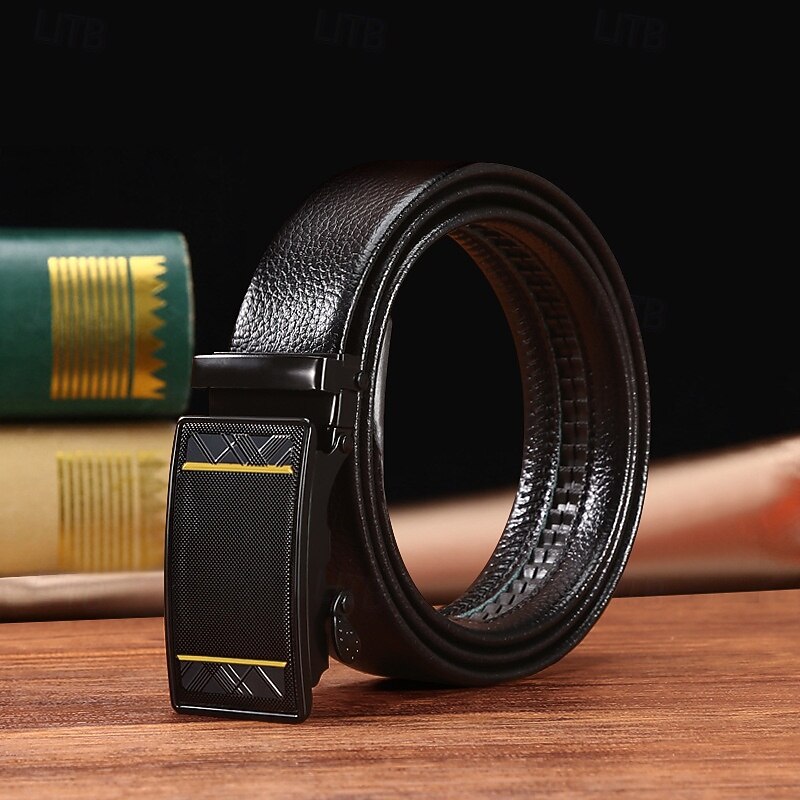 Men's Belt Waist Belt Black 1# Black 2# PU Alloy Durable Adjustable Plain Outdoor Daily3