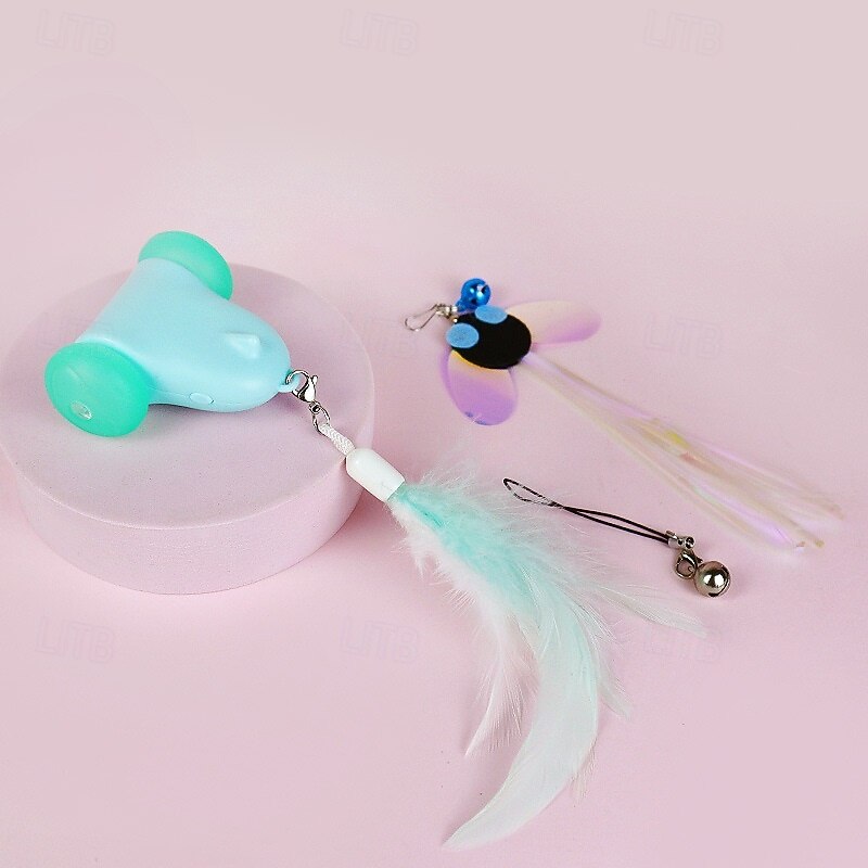 Plush Toy Feather Toy Interactive Toy Mice & Animal Toy Ropes with LED Removable USB Charger Releasing Pressure Pet Training for Cat Kitten Indoor Outdoor Pet Play3