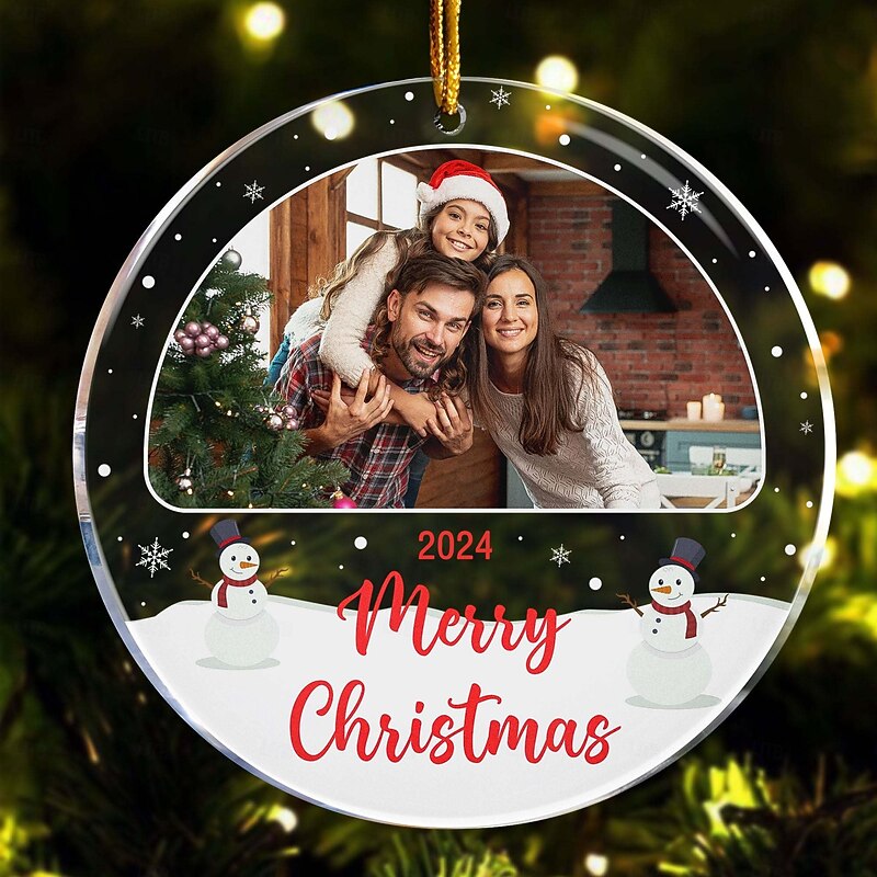 Personalized Photo Christmas Ornament 2D Acrylic Customed Christmas Tree Ornaments Xmas Decoration Hanging Pendant Gifts