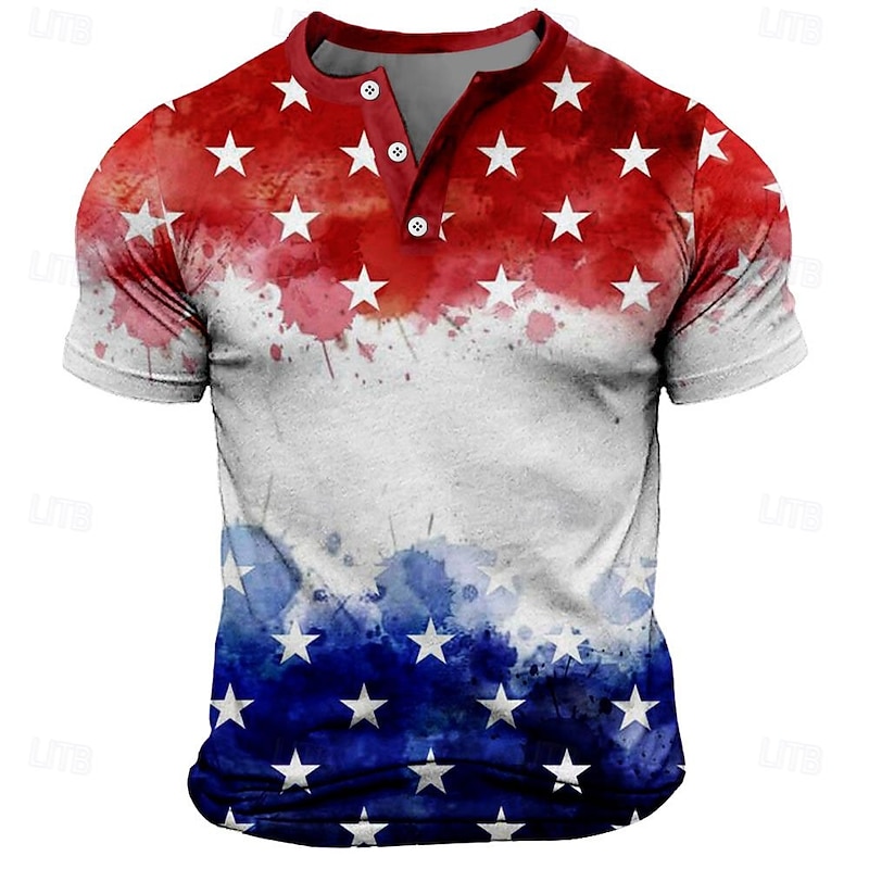 Star American US Flag Fashion Athleisure Men's 3D Print T shirt Tee Street Sports Outdoor American T shirt White Short Sleeve Henley Shirt Summer Spring Clothing Apparel S-3XL3