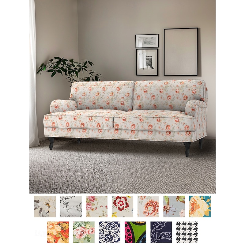 Floral Sofa Cover 100% Cotton Quilted Slipcovers STOCKcover LITB PRIME cover
