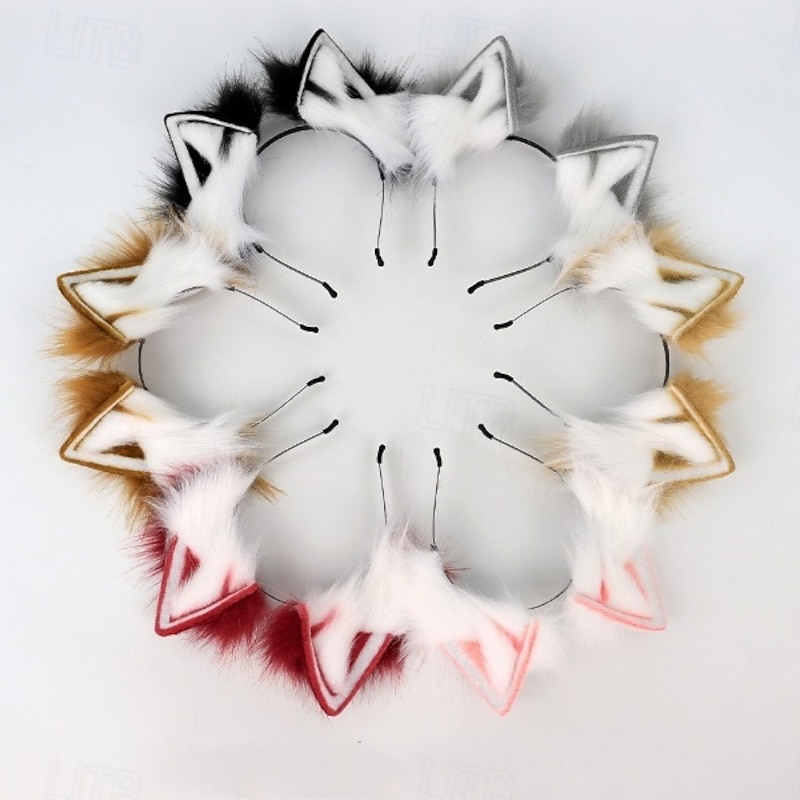 Fox Costume for Girls Fox Ears Tail Kid Cat Wolf Ears Fluffy Furry Tail Carnival Cos Accessories