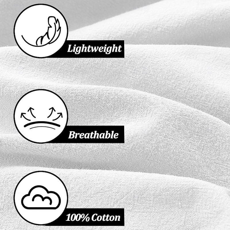 Men's Shirt Linen Shirt Summer Shirt Beach Wear Band Collar Shirt Button Up Shirt Plain Vacation Casual Black White Blue Khaki Short Sleeve Band Collar Summer Clothing Apparel Buttons3