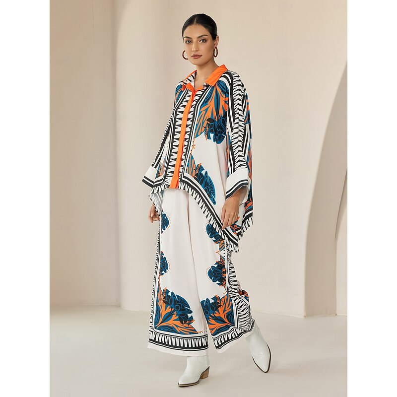 Women's Pants Satin Wide Leg Maxi Loose Bohemian Vacation Casual Daily Spring Summer Fall2