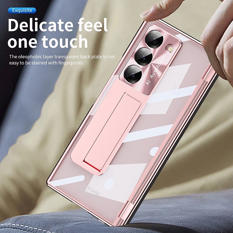 Phone Case For Samsung Galaxy Z Fold 7 Z Fold 6 Z Fold 5 Z Fold 4 Z Fold 3 Back Cover with Stand Holder with Screen Protector Full Body Protective Retro Armor PC Metal2