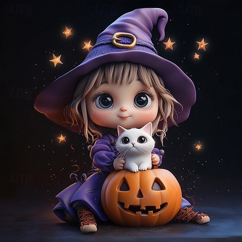 Halloween Girls' 3D Graphic Witch Sweatshirt Long Sleeve Fall Winter Fashion Adorable Basic Polyester Kids 4-12 Years Crew Neck Outdoor Casual Daily Regular Fit2