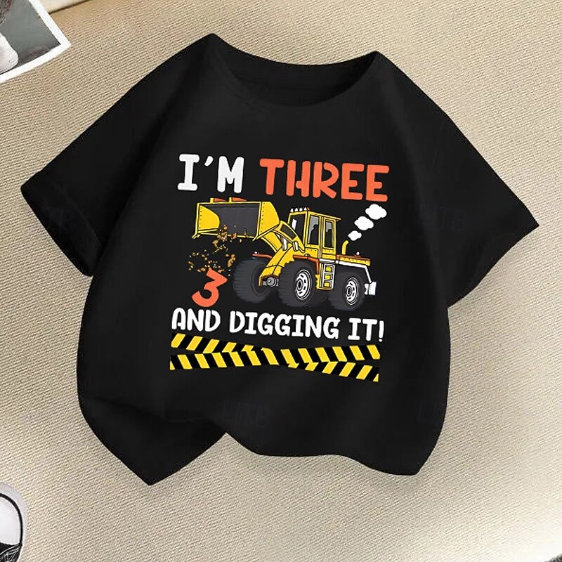 100% Cotton Kids Boys Black White Green Cartoon Vehicle T shirt Tops Crew Neck Short Sleeve Vacation Casual Daily Wear Fashion Sport Print Summer4