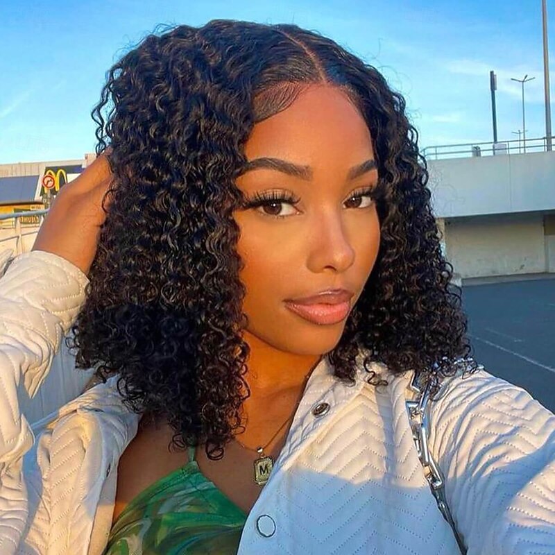 Human Hair 13x4 Lace Front Wig Free Part Brazilian Hair Wavy Water Wave Short Bob Wig 180% 250% Density with Baby Hair 100% Virgin Glueless Pre-Plucked For wigs for black women Short Human Hair2