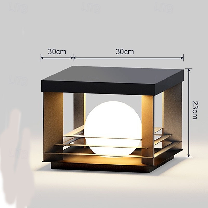 LED Outdoor Post Lights Warm White 30cm 1-Light Modern Wall Sconce Black Square Metal Pillar Light E26/E27 for Patio Garden Entrance Pathway Light 110-240V4