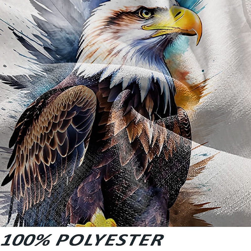 Men's Eagle Mid Waist Hawaiian Casual Casual Holiday Straight Leg Trousers Summer Spring 3D Print White3