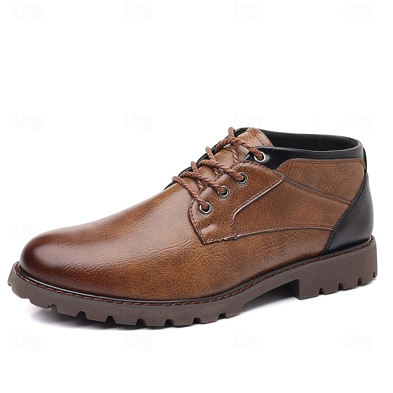 Men's Brown Leather Ankle Boots with Rugged Sole and Handcrafted Stitching - Perfect for Outdoor Adventures and Casual Wear2