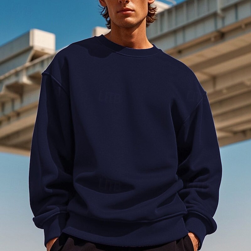 Men's Sweatshirt Black White Yellow Red Navy Blue Crew Neck Plain Patchwork Sports & Outdoor Daily Holiday Polyester Streetwear Basic Casual Spring & Fall Clothing Apparel Hoodies Sweatshirts Long 9