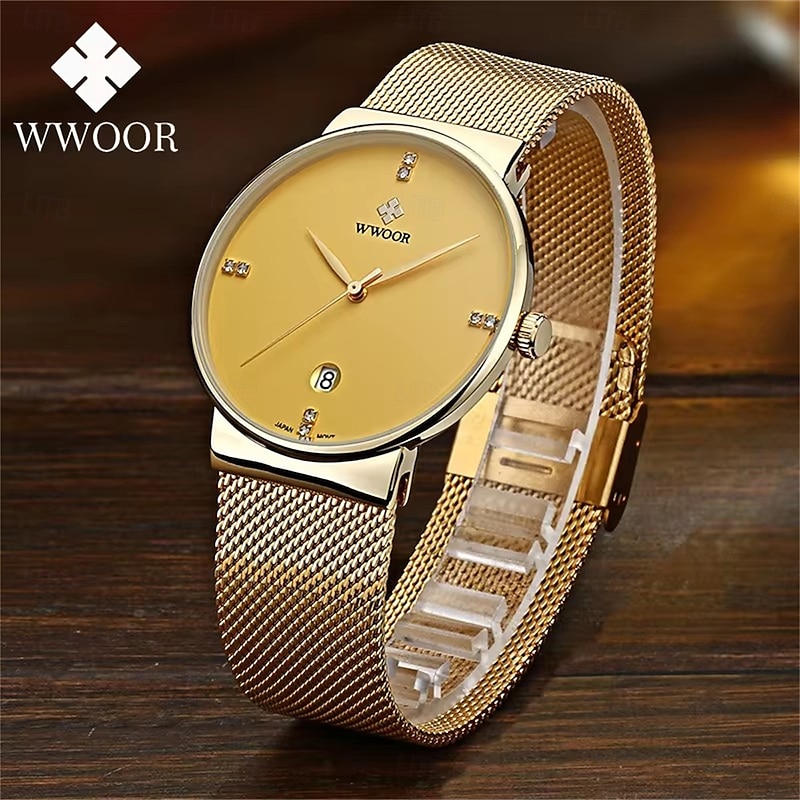 WWOOR Top Brand Luxury Square Man Watch Date Waterproof Men Wristwatch High Quality Stainless Steel Men's Quartz Watches3