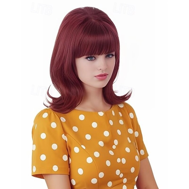 Vintage Short Wavy Wig with Bang Retro Bouffant Beehive Wigs fits 60s 70s 80s Costume or Carnival Party Halloween Wigs3