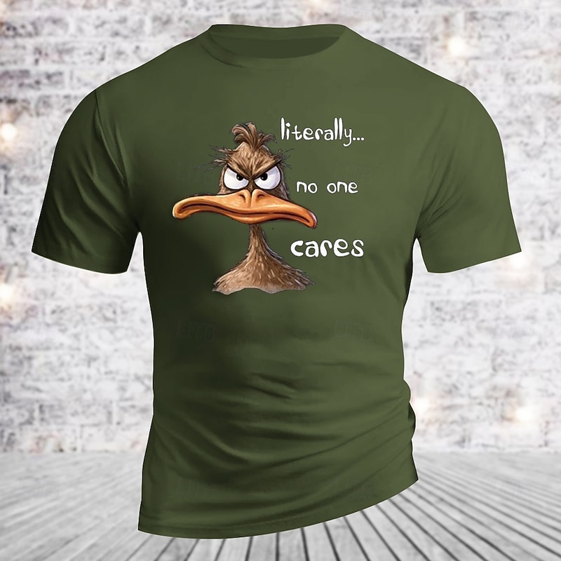 Men's Animal Letter Printed Funny Duck T Shirt Tee Top 100% Cotton Short Sleeve Graphic Shirt Black White Army Green Comfortable Tee Street Sports Outdoor Fashion Designer Clothing3