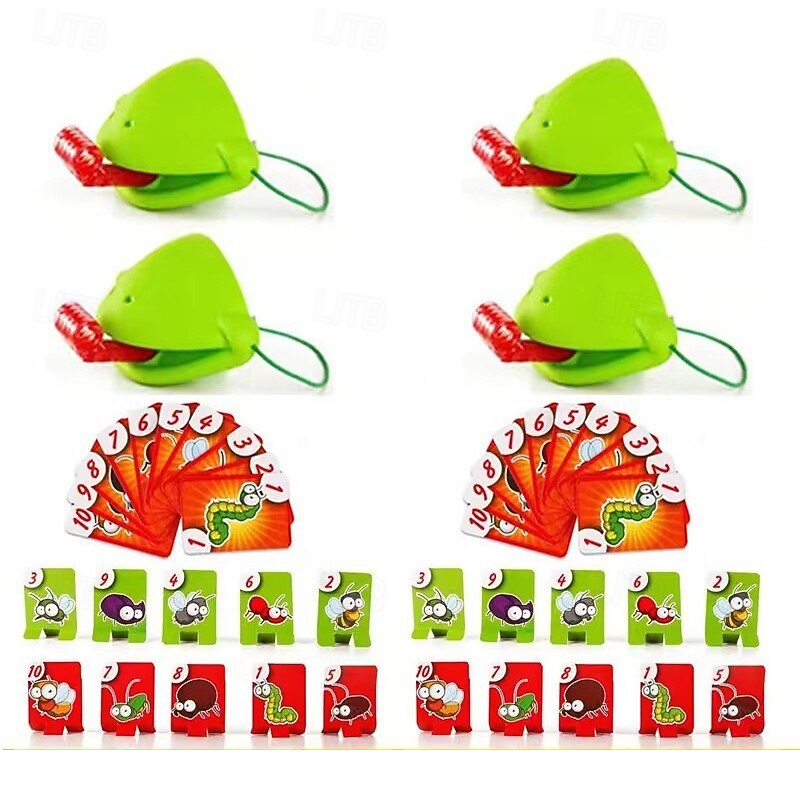 Frog Tongue Game with Blowing air Two-Pack and Four-Pack Insect Cardboard Included Multiplayer Game2