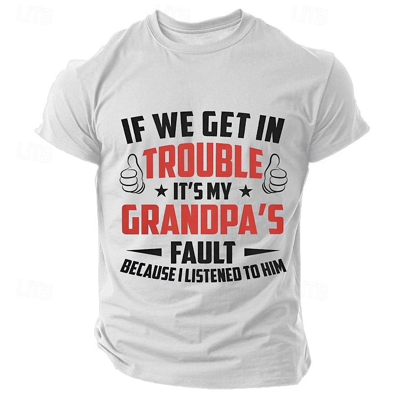 Men's Letter Printed Grandpa T Shirt Tee Top 100% Cotton Short Sleeve Graphic Shirt Black White Army Green Comfortable Tee Street Sports Outdoor Fashion Designer Clothing2