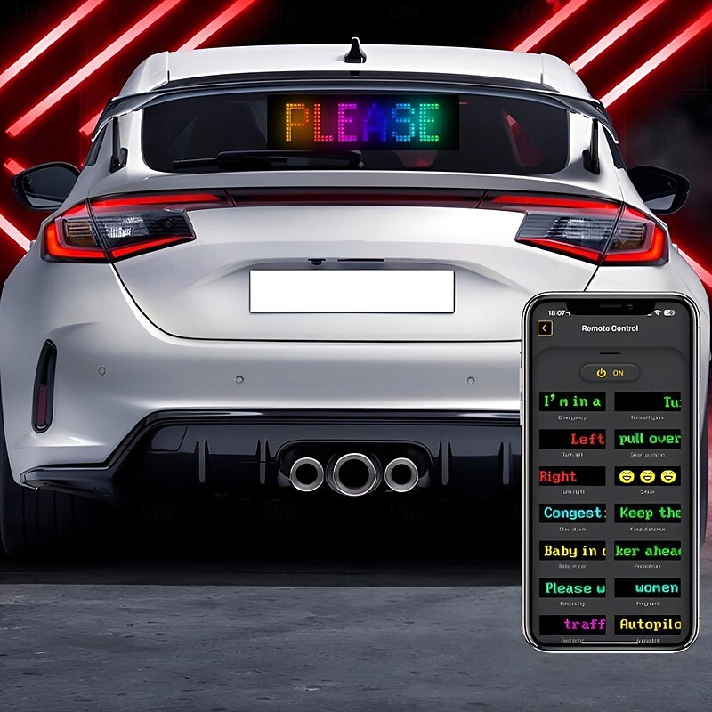 Car Led Flexible Display App Bluetooth Car Advertising Screen Full Color Smart Car Sticker IP65 Waterproof Soft Screen Display2