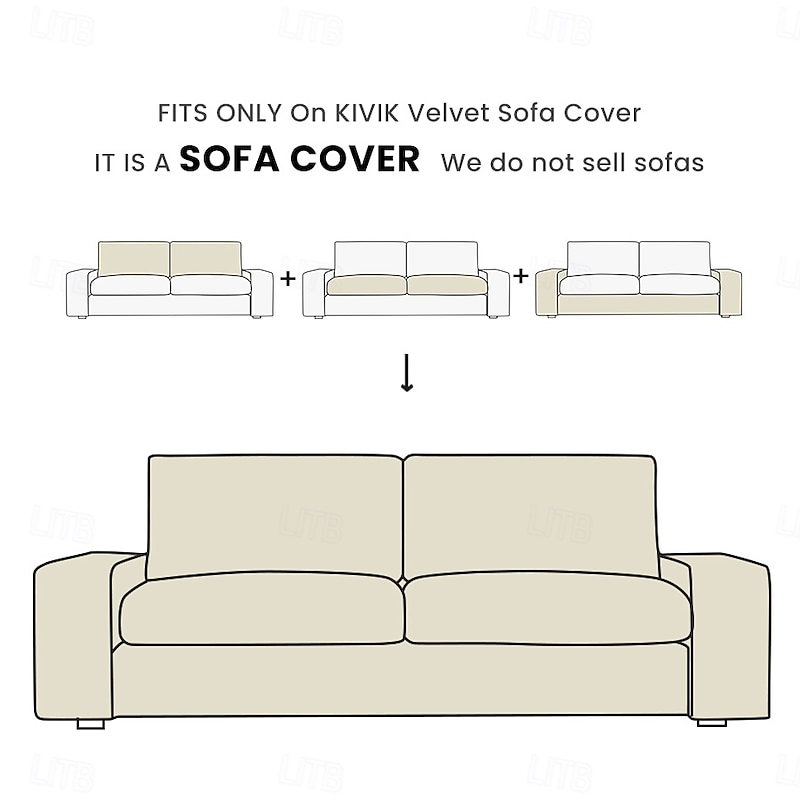 Velvet Sofa Cover of   3-Seater Slipcovers Solid Color Quilted Velvet  KIVcover LITB PRIME cover2