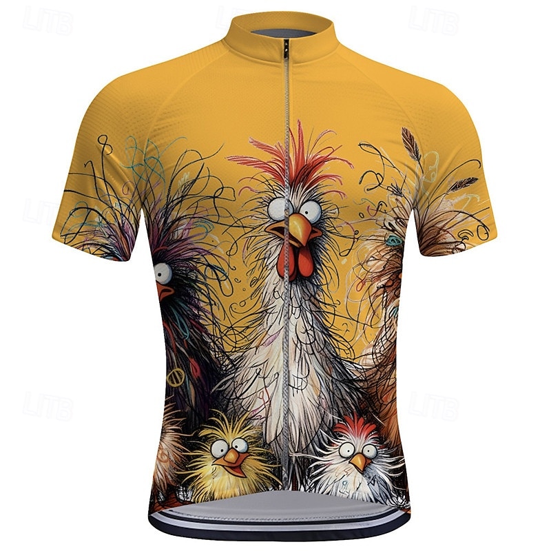 Men's Cycling Jersey Animal Short Sleeve Bike Tee Tshirt Top with 3 Rear Pockets Mountain Bike MTB Road Bike Cycling Quick Dry Front Zipper Wicking Sports Black White Yellow Clothing Apparel2
