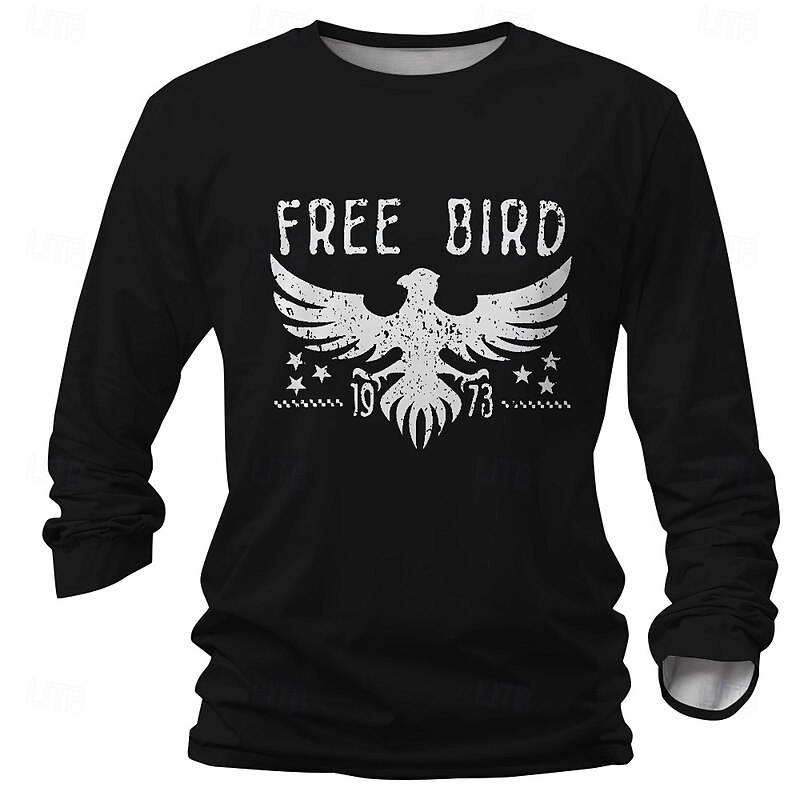 Men's Bird T Shirt Henley Shirt Long Sleeve T shirt 3D Print Crew Neck Shirt Designer Retro Vintage Street Casual Daily Black Burgundy Blue Summer Spring Fall Clothing Apparel S M L XL 2XL 3XL4