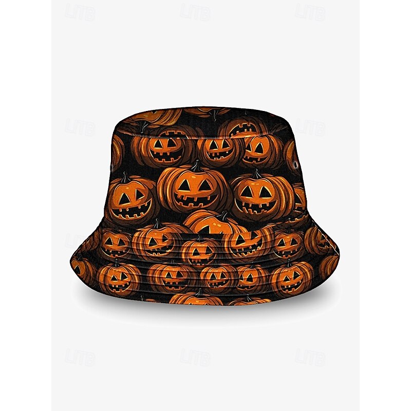 Men's Halloween Pumpkin Print Bucket Hat - Perfect for Parties and Outdoor Activities