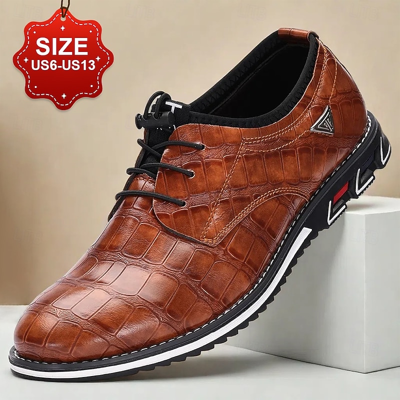 Men's Brown Embossed Faux Leather Sneakers with Lace-Up Design and Cushioned Sole - Stylish Casual Shoes for Everyday Comfort
