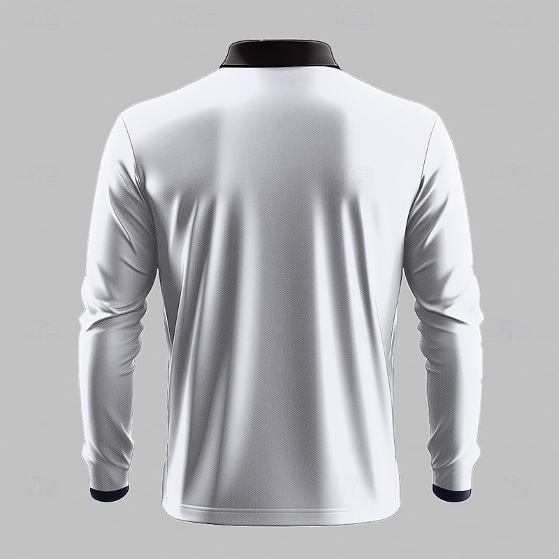 Men's Geometric Polo Shirts Golf Polos Shirts Long Sleeve Polo Shirts Collar Casual Vacation Party Evening Wear Dailywear 3D Print Buttons Spring Fall Winter Black And White2