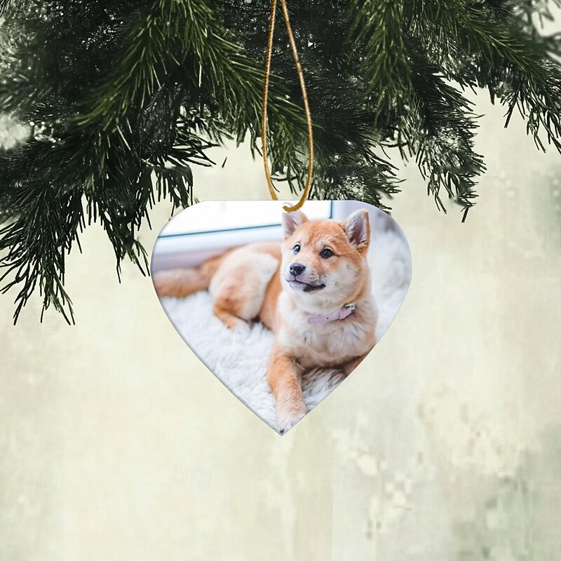 Personalized Photo Christmas Ornaments Heart Acrylic 2D Custom Gifts Hanging Pendant Xmas Decoration Custom Mirror Hanging Ornament with Photo4