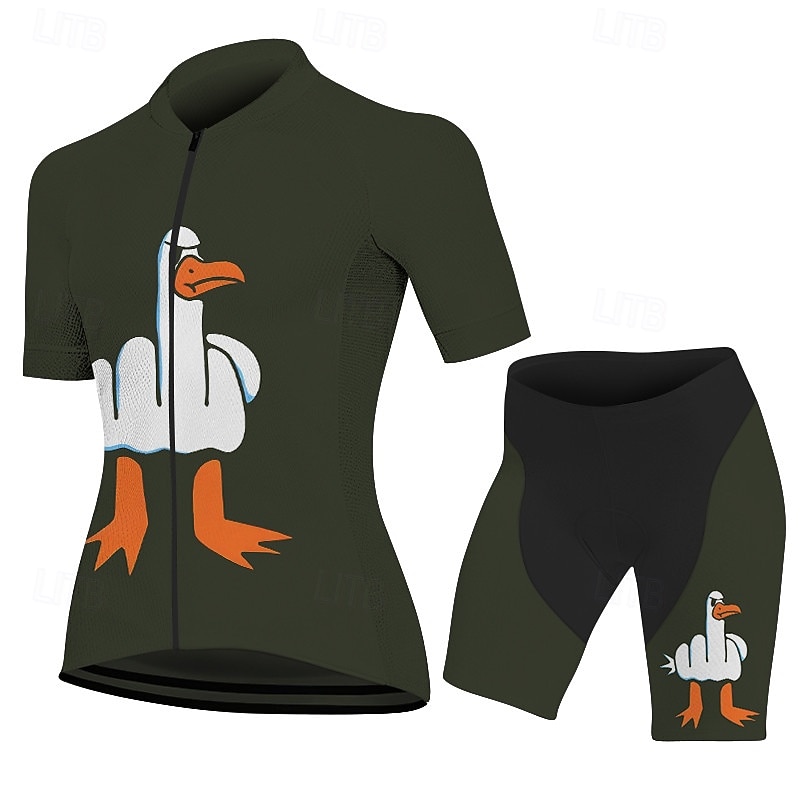Women's Cycling Jersey with Shorts Short Sleeve Mountain Bike MTB Road Bike Cycling Black Green Grey Cartoon Bike Spandex Sports Cartoon Clothing Apparel3