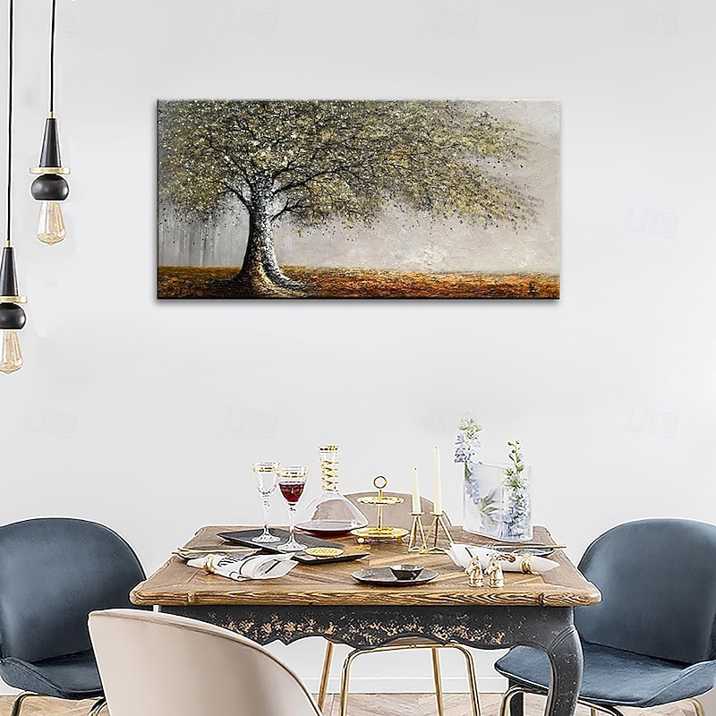 Handmade Oil Painting Canvas Wall Art Decoration Modern Abstract Texture Golden Money Tree for Living Room Home Decor Rolled Frameless Unstretched Painting3