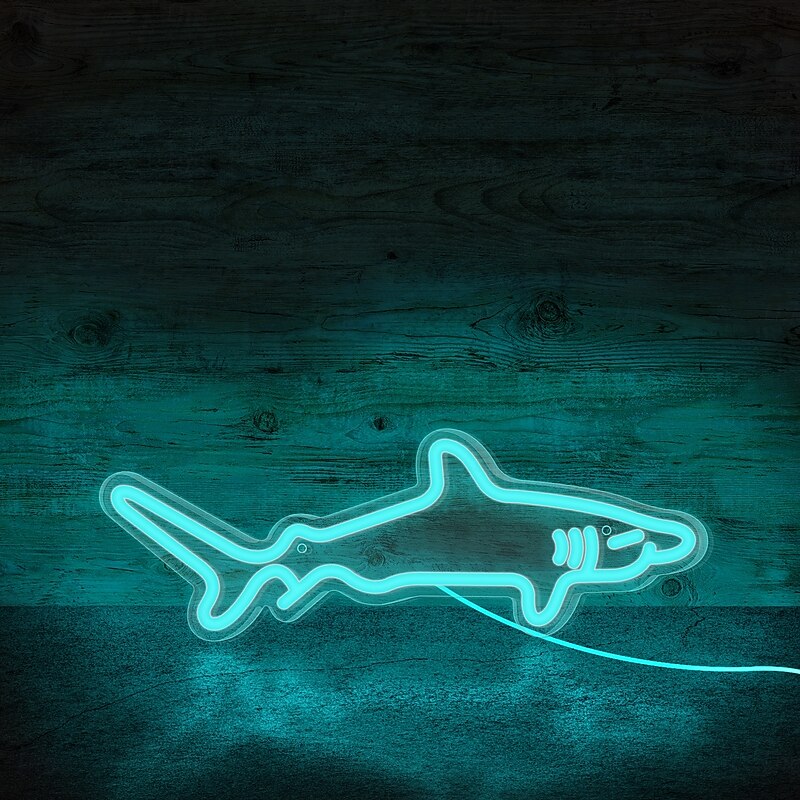 1pc Blue Shark LED Neon Light Sign, USB Powered Neon Sign Light for Home Bedroom Aquarium Zoo Bar Club Pub Party Wall Art Decoration Hanging Light2